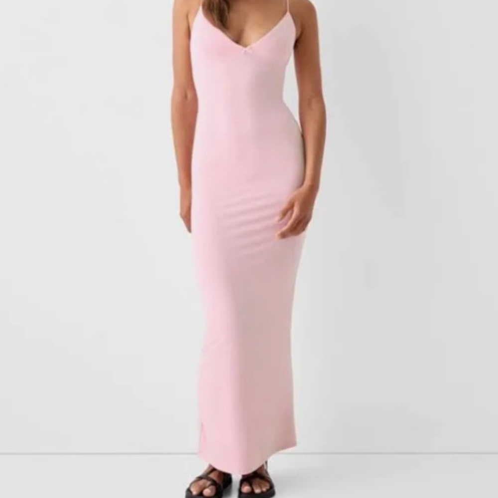 Bershka Light Pink Maxi Slip Dress